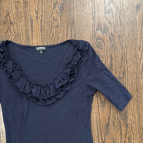 Express Navy Ruffled Top - Picture 4 of 7